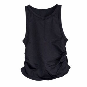 NWOT Ruched Black Tank Top for Women - Sleek Scoop Neck